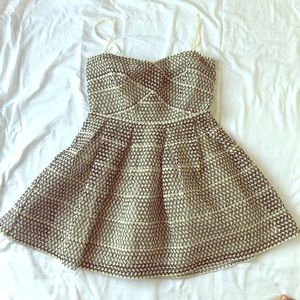 Black and White Fit&Flare Crochet Dress